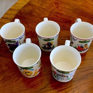 5 Sesame Street Mugs Oscar Big Bird Ernie&Bert Farmer Grover Count